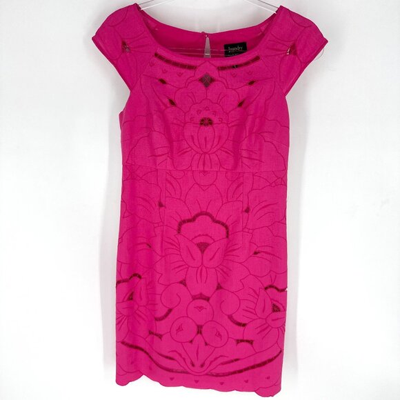 Laundry by Shelli Segal Cap Sleeve Sheath Dress with Cut out Overlay Pink Size 4 - Picture 1 of 9
